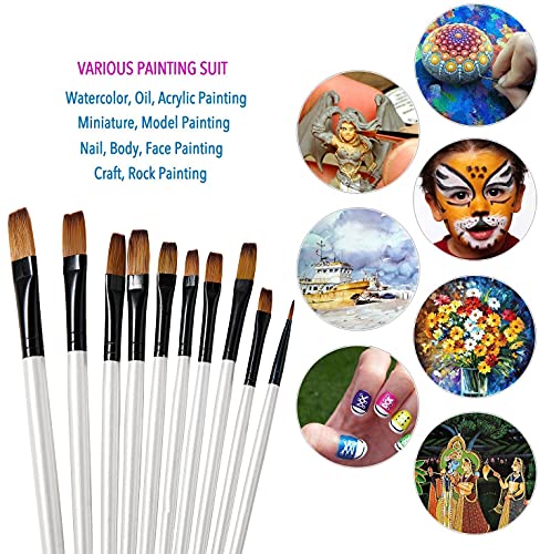 GETHPEN Flat Paint Brush Set for Acrylic Watercolor & Oil Painting,12pcs - style: Flat