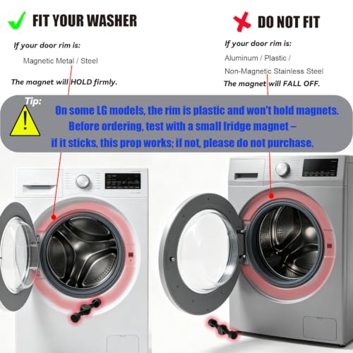 Magnetic Door Prop for Front Load Washer, 360° Adjustable Compact White - color: White