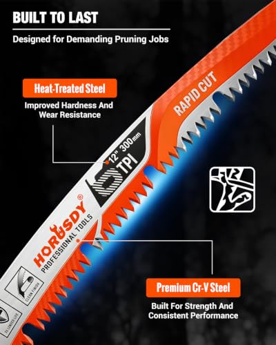 12 Inch Reciprocating Saw Blades, 5 Pack, 6TPI Japanese Teeth Arc Edge CR-V Steel Pruning Saw Blades for Tree Trimming and Wood Cutting, with Storage Case - style: 5-Pc 12" New Version