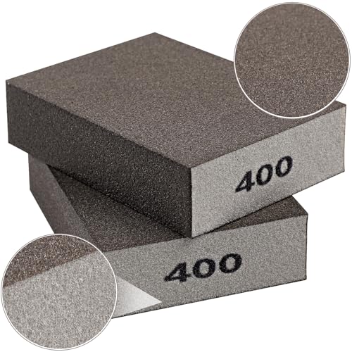 Romeda 8-Pack Sandpaper Block, 400 Grits Washable and Reusable Handmade Sanding Sponge, Drywall Sandpaper Blocks for Wooden Drywall Sheetrock and Metal Glazing - color: 400 Grits, size: 8-Pack