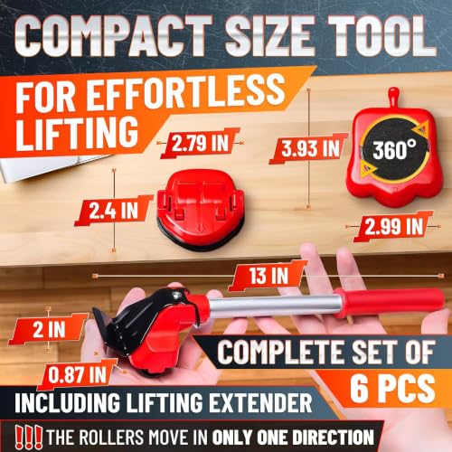 Furniture Lifter Tool with 4 Pcs Appliance Movers Sliders, 660 Lbs - color: Red