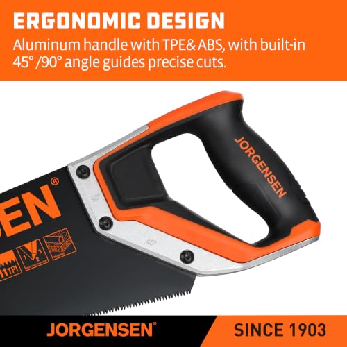 JORGENSEN 20-Inch Hand Saw, 11 TPI Coarse Blade for Wood Cutting