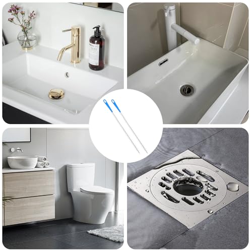 JIEYAO 2 Pack Flexible Drain Cleaning Tools, 23.6inch Bendable Long Drain Brush with Nylon Bristles Rust-Resistant Sink Unblocker Tool for Toilet Kitchen Shower Sewer Tub Hair Clogs