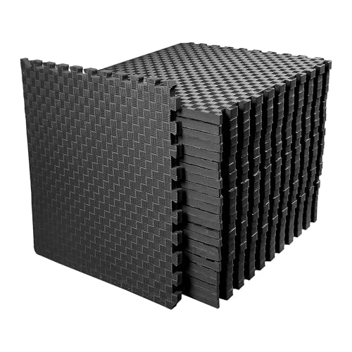 BalanceFrom Puzzle Exercise Mat 1-inch Thick, EVA Interlocking Foam Floor - color: Black, style: One Inch Thick, 72 Square Feet
