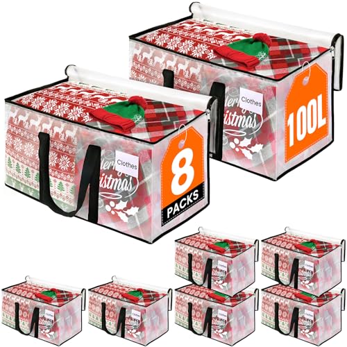 RoomHacks Moving Bags, Heavy Duty Large Storage Bags, 100L, 8 Pack, Clear - size: 100L- 8Packs