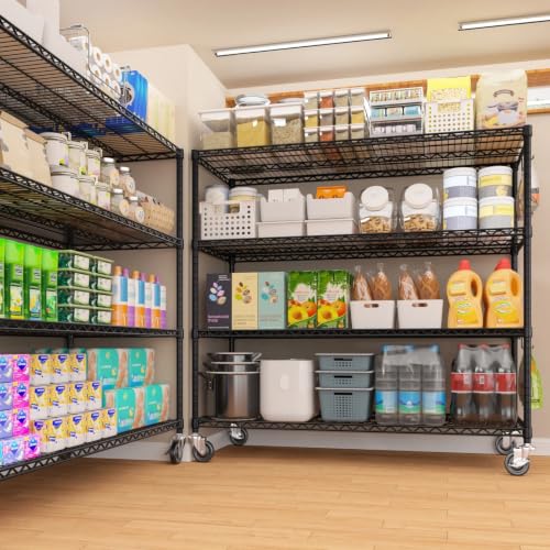 PrimeZone 55.5" Wx24 x80 Heavy Duty Metal Wire Storage Shelving with Wheels - size: 55.5"W x 24"D x 80"H