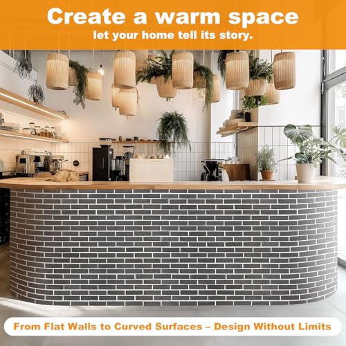 Gray Thin Brick Veneer Faux Brick Wall Panels – 15 PCS, 2.5 Sq.Ft for DIY Fireplace Surround, Kitchen Backsplash, Small Accent Walls & Renovation Projects - color: Gray