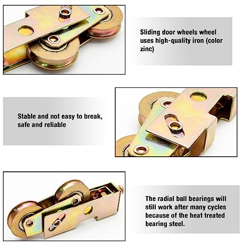 Sliding Door Rollers Replacement Sliding Patio Door 1-1/4 Inch Tandem Roller Assembly, 5/16 Inch Steel Ball Wheel Bearing for Sliding Glass Door Screen Door Gate, 2 Pack