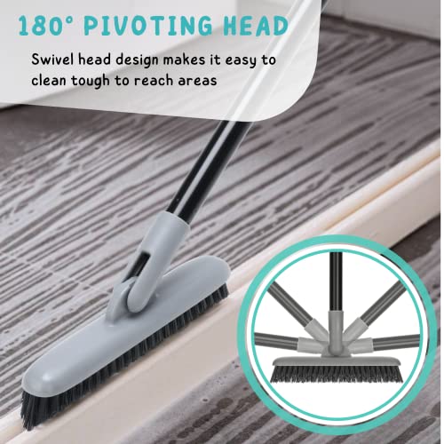 Grout Brush with Long Handle, 49'' Tile Cleaner Tool for Shower, Floors Scrubber for Bathroom Cleaning