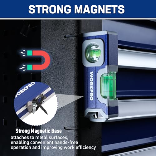 WORKPRO 4-1/2 Inch Mini Magnetic Pocket Level, Aluminum Alloy, Cobalt Blue - color: Blue