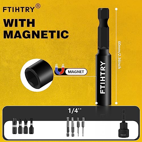 FTIHTRY 1/4”Magnetic Extension Socket Drill Bit Holder,12pcs Screwdriver Extension, Quick-Change Hex Shank Set (Pack of 2) - size: Onesize (Pack of 2)