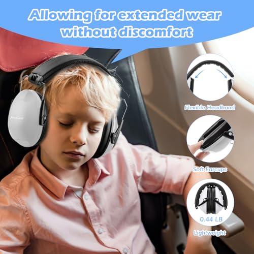 ProCase Noise Cancelling Headphones for Kids/Toddlers SNR 27dB Ear Muffs - color: White