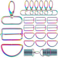 PECMER Rainbow Swivel Clasp Buckles D Ring Hardware 1.5 Inch -Purse Bag Making Supplies and Hardware 18 Pcs Lanyard Snap Hooks for purses/bags/handbags Straps DIY Craft - color: Rainbow-18 Pcs-1.5 Inch