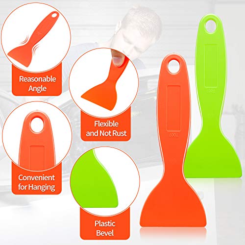 Mudder 12 Pieces Plastic Spatula Putty Knife Scrapers, Orange, Green - color: Orange, Green