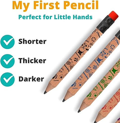 Channie's Extra Thick Pencils for Kids - Ideal for PreK and Kindergarteners Learning Handwriting - Box of 30 Pencils, Perfect for Classroom Prizes and School Supplies - Wooden - style: Wood Panda, Ages 3-7 (My First Pencil)