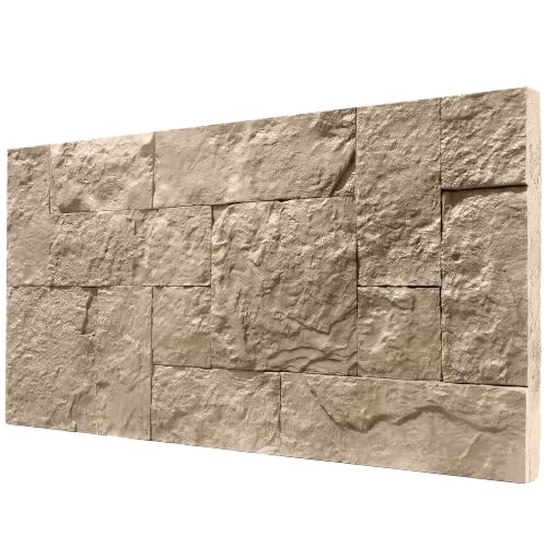 HOMCOM 3D Faux Stone Wall Panels Water-Resistant 4' x 2' Beige - color: Beige