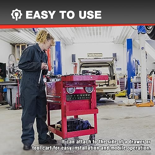 EACELIY Magnetic Socket Organizer Set,SAE & Metric Socket Holder Kit,，Tools tray， holds 35 Deep and Shallow 1/2" Sockets, attaches to steel box/tool cart (sockets not included) 丨2PC 1/2" - size: 2PCS 1/2inch