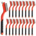 QWORK Wire Scratch Brush Set, 18 Pack Stainless Steel Wire Cleaning Brush with Soft Grip for Removal of Rust, Dirt, Paint