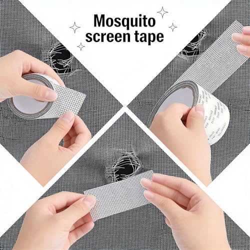 Fiberglass Screen Repair Tape, Strong Adhesive Waterproof Window Screen Repair Kit, Mesh Repair Patch for Screens, Doors, Tents & RVs