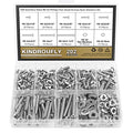 202 Pieces #8-32x 1/4", 5/16", 3/8", 1/2", 5/8", 3/4", 1", 1-1/4", Phillips Pan Head Machine Screws Nuts Washers Assortment Kit, 304 Stainless Steel, Fully Machine Thread - size: #8-32