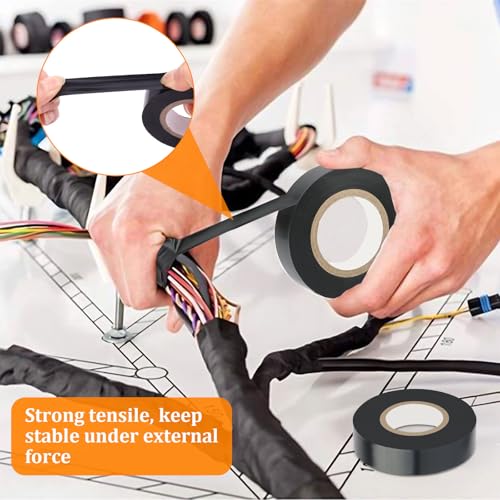 6 Pack Black Electrical Tape, 66 Ft Waterproof Electric Tape Black