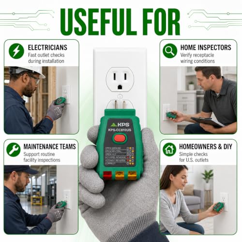 KPS CC810US Socket Tester. GFCI Receptacle & Wiring Diagnostic Tool
