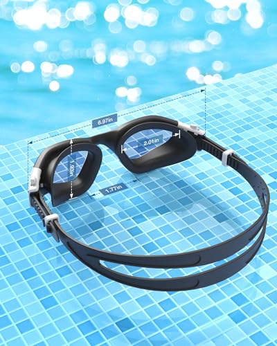 ZIONOR Swim Goggles, G1 SE Swimming Goggles Anti-Fog for Adult Men Women - color: A0-clear Lens Black White Frame