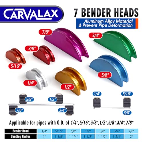 CARVALAX Blue Pipe Tube Bender Set, Reverse Adapters, for 1/4” to 7/8” O.D