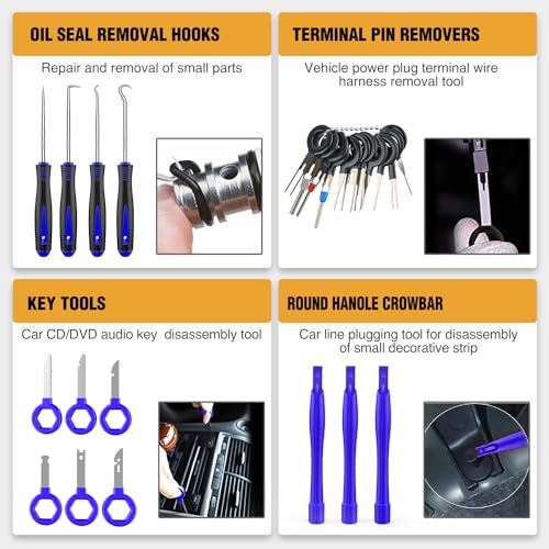 GOOACC 330Pcs Trim Removal Tool Auto Push Pin Bumper Retainer Clip Set - color: 330Pcs Clips Removal Kit Blue