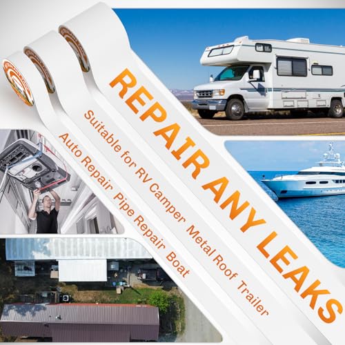 WELLUCK RV Roof Tape Sealant Roofing Tape, 4 Inch X 50 Foot Natural White RV Tape for Roof Repair Camper Trailer Boat Sealing Leak Repair, UV & Waterproof - style: 4inch x 50ft
