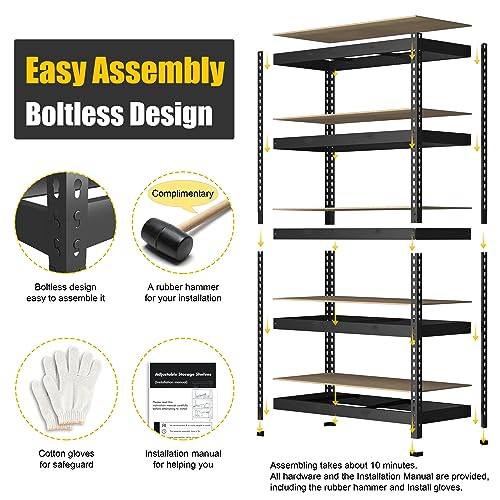 PrimeZone 48"W x 24"D x 72"H Garage Storage Shelves, 5-Tier Metal Shelving - size: 48"W x 24"D x 72"H