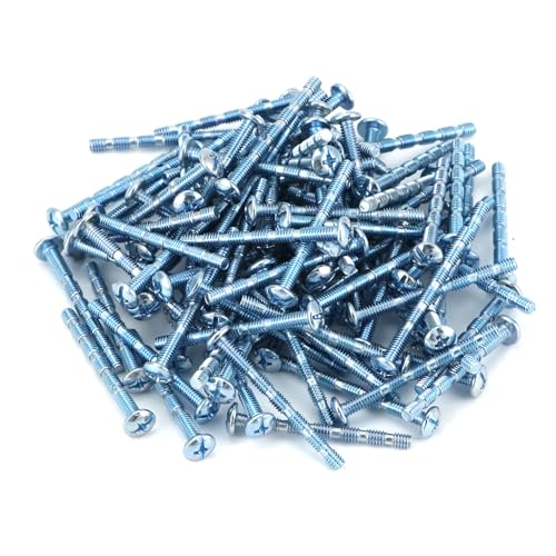 QWORK 100 Pack Truss Head Break Away Screw, #8-32 Thread, 1-3/4 Inch Length, Zinc Plated Steel, Long Slub Machine Screws for Cabinet Drawer and Door Handles and Knobs