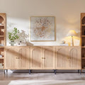 IFGET 92.63" W Modern Arched Sideboard Buffet Cabinet with Storage, Natural - color: Natural, size: 3 Pieces