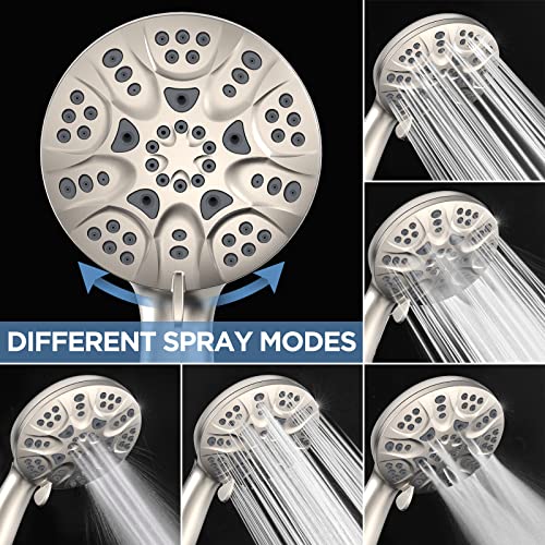 HOPOPRO High Pressure Handheld Shower Head Set with 6 Modes, Brushed Nickle - color: Brushed Nickel, style: 6 Modes