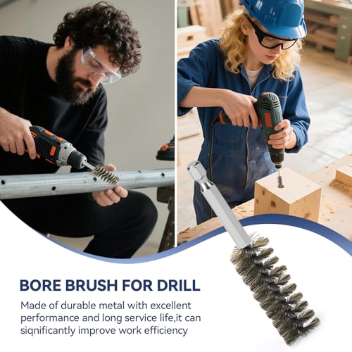 12 Pcs Wire Bore Brush for Drill，Stainless Steel Drill Brush Set，with 1/4 Inch Hex Shank, Power Drill Attachment for Polishing, Rust and Tube Cleaning (0.315"-0.630") - size: "S" 12PCS