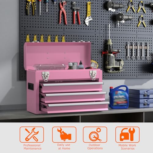 Portable Metal Tool Box - color: Pink