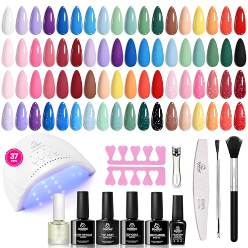 Beetles Gel Nail Polish Kit with U V Light - 37Pcs 25 Colors Gel Polish Kit - color: 25 Colors Energetic Moves