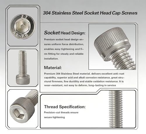M5x0.8 x 35mm Socket Head Cap Screws Metric, 304 Stainless Steel (A2-70), Allen Socket Drive, Bright Finish, Full Thread, Rust & Corrosion Resistant, for Automotive, Machinery & DIY, 30 PCS - size: M5x35mm (30 PCS)
