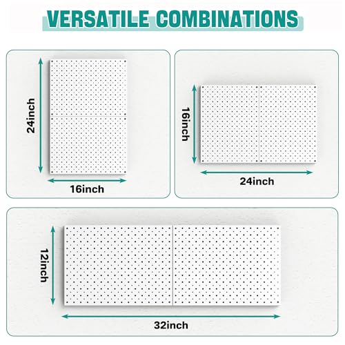 EVERHANGER Metal Pegboard Panels, Heavy Duty Pegboard Wall Organizer - color: White, size: 2pack 12"X16"