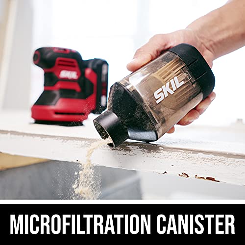 SKIL PWRCore 20 20V Brushed 5" Random Orbital Sander, Variable Speed, Includes 3pc Sandpaper, Dust Box, 2.0Ah Battery and Charger - SR6604B-10 - style: 20V Sander Kit