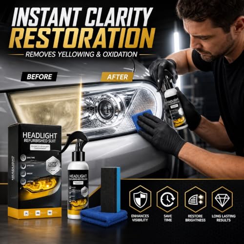 2 Pack Car Headlight Restoration Kit, 100ml + 20ml Refill, No Sanding