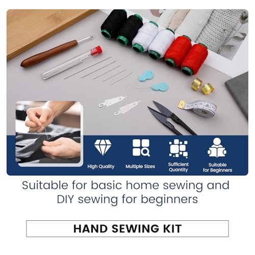 TLKKUE 40 Pcs Sewing Kit, Steel Needles for Hand Sewing with Threads - color: 3 Colors Thread