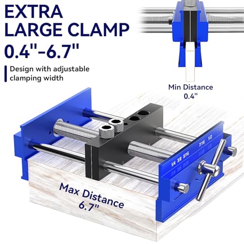 Self Centering Doweling Jig Kit, Drill Jig For Straight Holes Biscuit Joiner Set With 6 Drill Guide Bushings, Adjustable Width Drilling Guide Power Tool Accessory Jigs (XL)