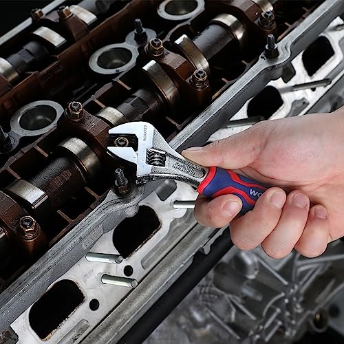WORKPRO 3-Piece Adjustable Wrench Set, 6-inch, 8-inch, 10-inch | Cr-V Wide Jaw Wrench, Rubber Anti-Slip Grip, Metric/SAE Scales, Chrome Plated - size: 6, 8, 10 inch set