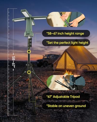 SakerNeo 20000mAh Rechargeable Camping Light with Stand,Portable Work Light - style: GREEN