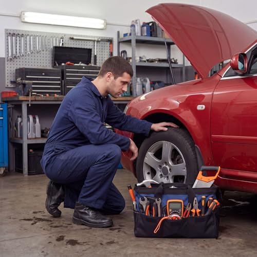Sanwuta 3 Pack 18 Inch Tool Bags, Side Pockets, Blue, Red, Yellow - color: Blue, Red, Yellow, size: 18 Inch, style: Side Pockets