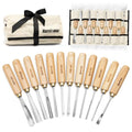 HURRICANE 12-Piece Starter Wood Carving Tools Set, Professional Wood Carving Kit with Razor Sharp 60CRV Steel Blades, Ash Wood Handles & Canvas Case for Beginners Professionals Specialties