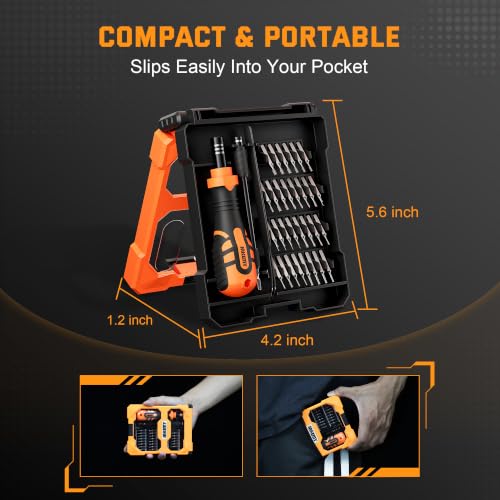 JAKEMY Portable Precision Screwdriver Set, 33 In 1 Mini Manual Screwdriver Set Include 30 Magnetic Screwdriver Bits, ESD Tweezer and Flexible Shaft for Computer, Phone, Watch, Eyeglass, PS5 - color: Jm-fo033