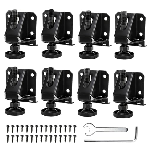 8 Pack Heavy Duty Leveling Feet, Adjustable Furniture Leg Leveler with Screws, Lock Nuts and Wrench for Furniture, Table, Cabinets, Shelves, Workbench