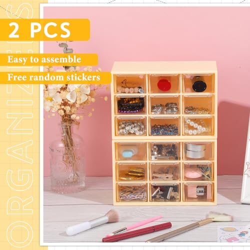 Wenqik 2 Pcs Mini Storage Drawers, Yellow - color: Yellow